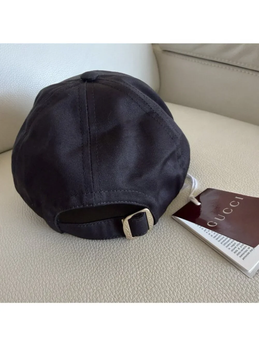 Gucci Black Embroidered Logo Cotton Baseball Cap Medium Italy